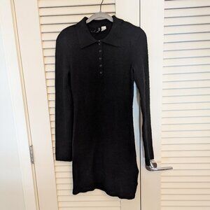 Divided Knit Polo Dress, Black, S